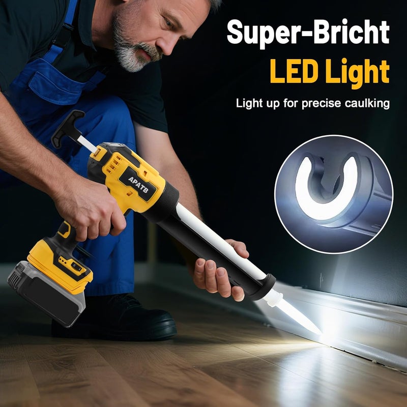 APATB Cordless Caulking Gun Compatible With DeWalt 20V Max Battery, No-Drip Caulking Gun with LED Light, Electric Caulking Gun, Filling and Sealing Tool for Windows, Doors, Floors and Walls (NO Battery) - Image 3